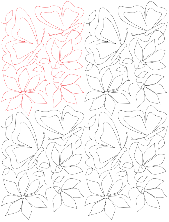 Butterfly and Blooms Digital Quilting Design