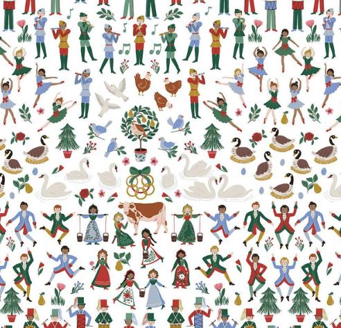 Riley Blake - A Pear-fect Christmas Twelfth Day White