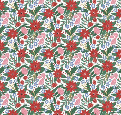 Riley Blake - A Pear-fect Christmas Flowers Dancing White