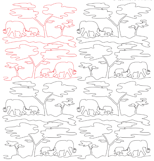 Elephant Walk v2 Digital Quilting Design