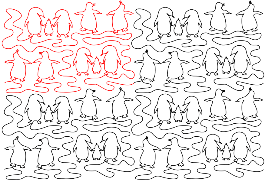Penguin Fun v2 Digital Quilting Design