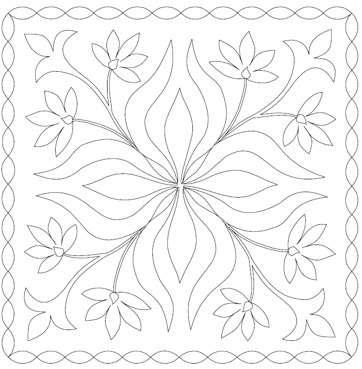 Swirls and Fleurs Digital Quilting Design