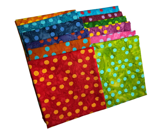 RILEY BLAKE - EXPRESSIONS BATIKS ELEMENTALS POLKA POP 1/2 YARD BUNDLE