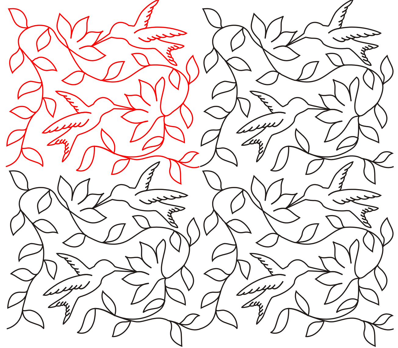 Hummingbird Digital Quilting Design