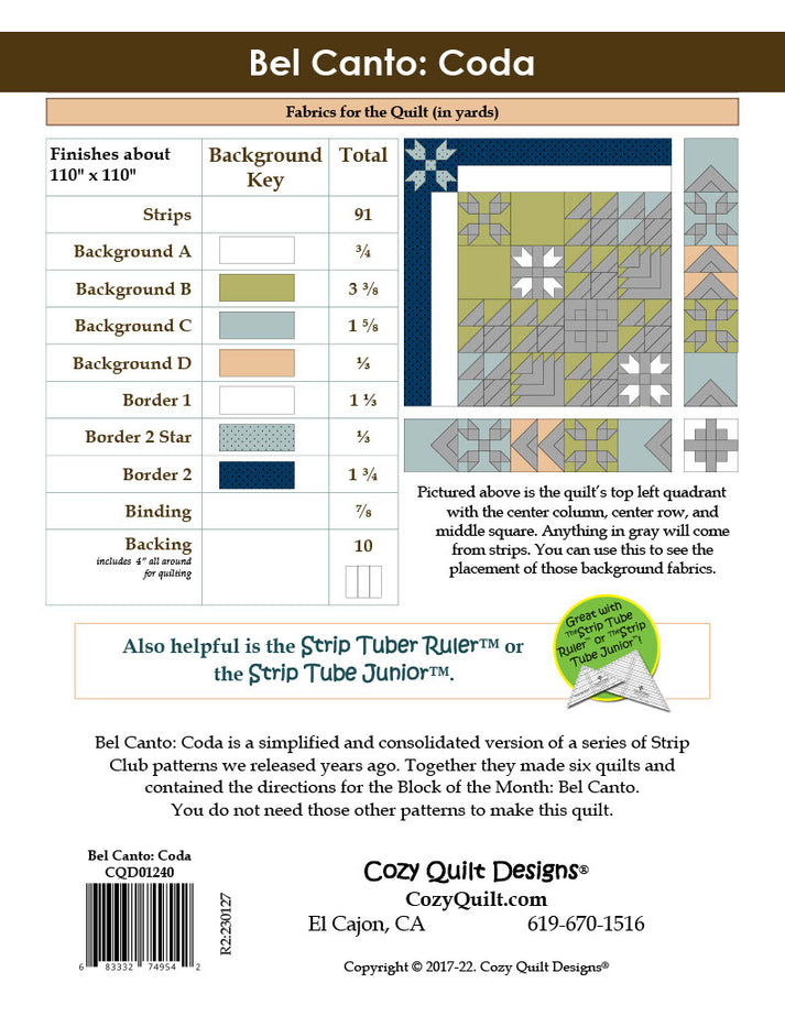Bel Canto: Coda Pattern – CozyQuilt.com