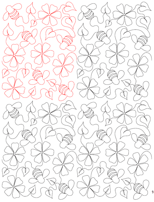 Bumblebees and Flowers Digital Quilting Design