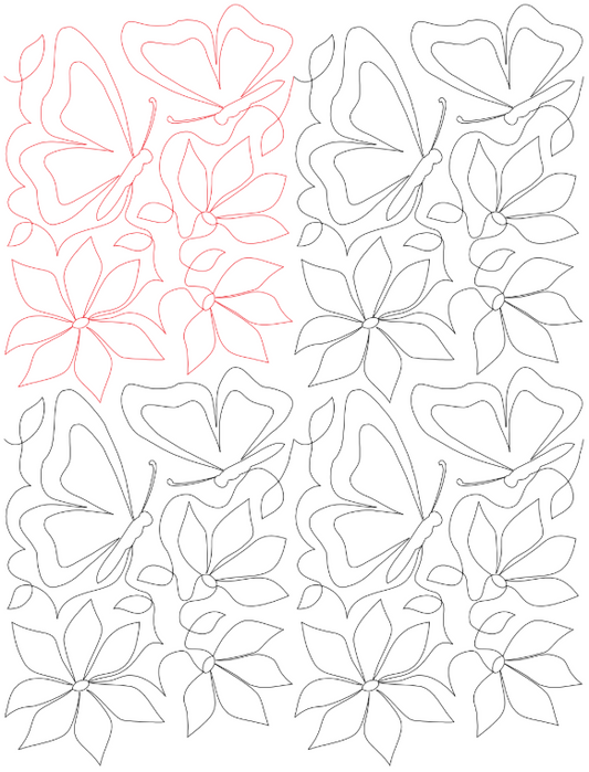 Butterfly and Blooms Digital Quilting Design