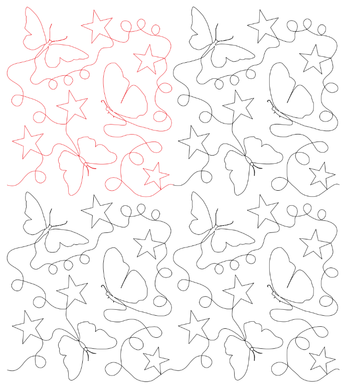 Butterfly and Stars Digital Quilting Design