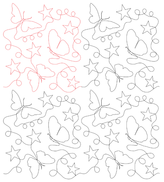 Butterfly and Stars Digital Quilting Design