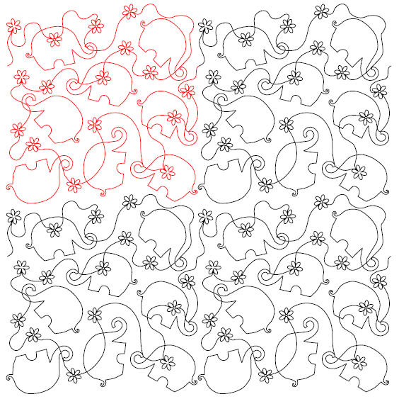 Meandering Elephants Digital Quilting Design