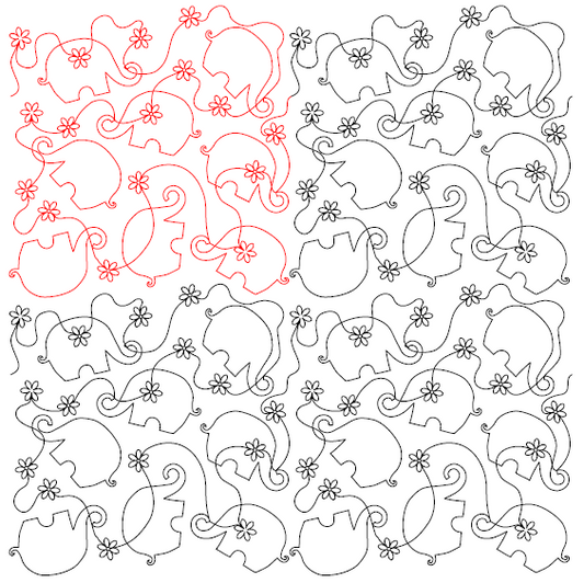 Meandering Elephants Digital Quilting Design