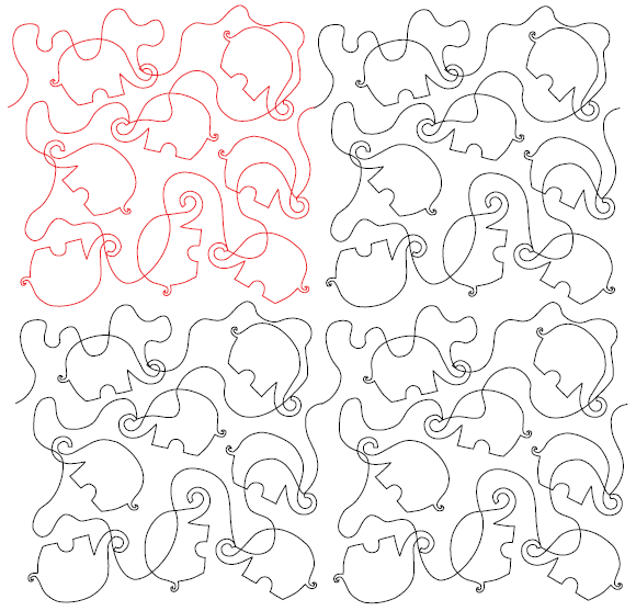 Meandering Elephants Rev Digital Quilting Design
