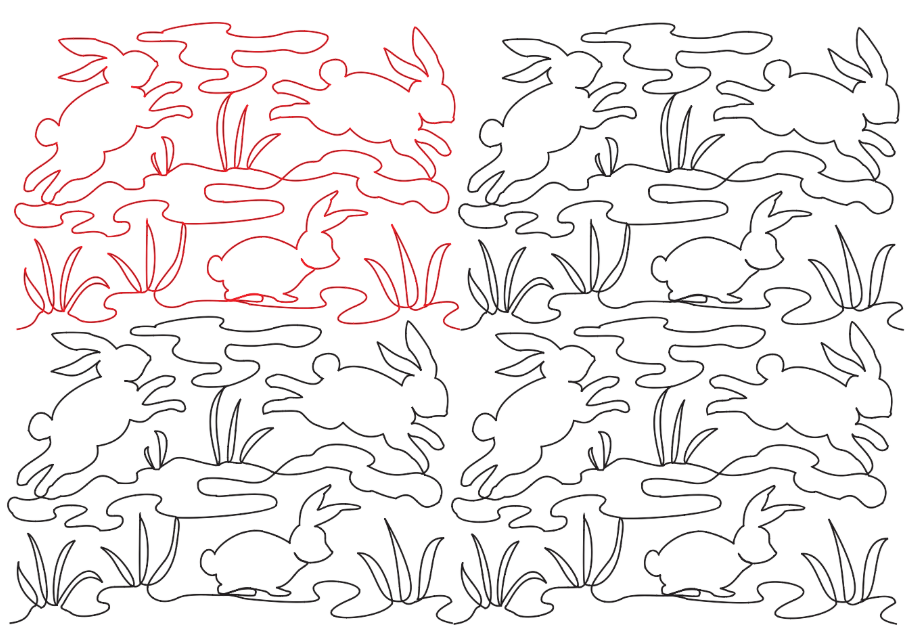 Playful Bunnies v2 Digital Quilting Design