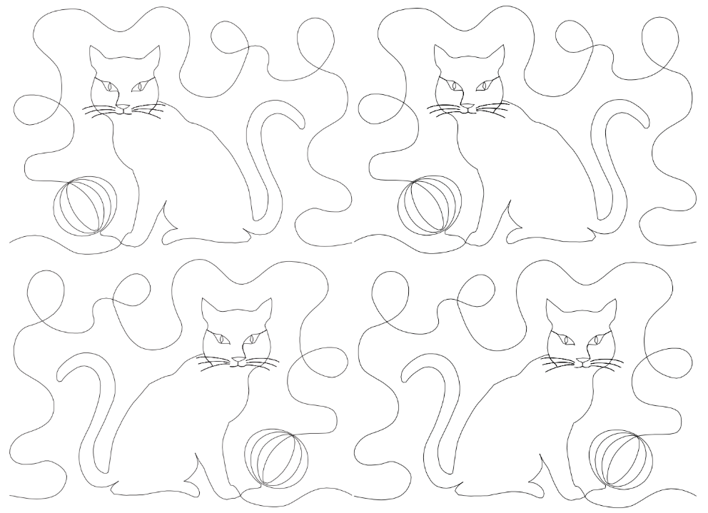 Playful Cat Digital Quilting Design
